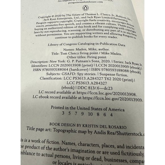 Tom Clancy's Firing Point Hardcover By Mike Maden ISBN 978-0-593-18806-4 - Picture 6 of 6